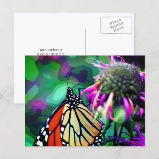 Butterfly On Flower Nature Art Personalized Briefkaart (Voorkant / Achterkant)