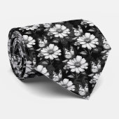 Butterfly on Flower Pattern Design - Zwart Stropdas (Opgerold)