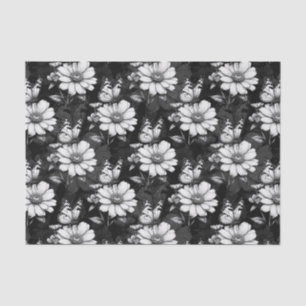 Butterfly on Flower Pattern Design - Zwart Tissuepapier
