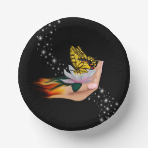 Butterfly on Lotus Bloom met sterren Papieren Kommen