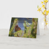 Butterfly on Pine Tree Canvas-achtige textuur Kaart (Gele Bloem)