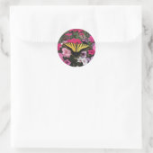 Butterfly on Pink Petunia Flowers Springtime Ronde Sticker (Tas)