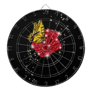 Butterfly on red Rose met sterren en regendruppels Dartbord