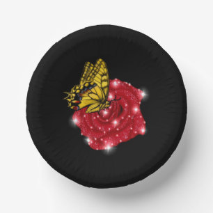 Butterfly on red Rose met sterren en regendruppels Papieren Kommen