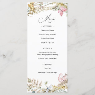 Butterfly on the Way Boho Baby shower Menu
