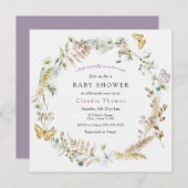 Butterfly on Way Boho Baby shower Invitation Kaart (Voorkant / Achterkant)