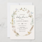 Butterfly on Way Boho Baby shower Invitation Kaart (Voorkant)