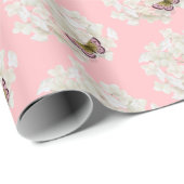 Butterfly on White Hydrangea Cadeaupapier (Rol Hoek)