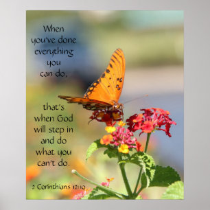 Butterfly on Wildfllowers, Scriptversie Verse Poster