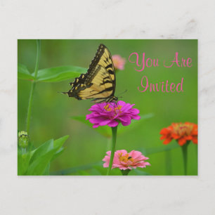 Butterfly on Zinnia Invitation Briefkaart