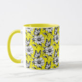 Butterfly op bloem patroon geel ontwerp mok (Links)
