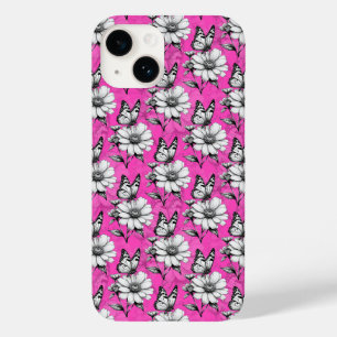 Butterfly op bloem patroon roze ontwerp Case-Mate iPhone 14 hoesje