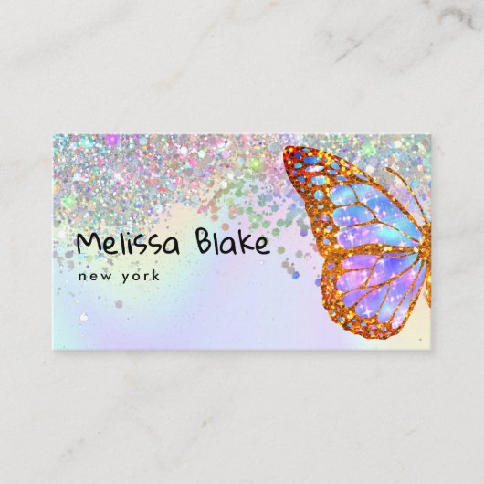 Butterfly op faux glitter design visitekaartje (Voorkant)