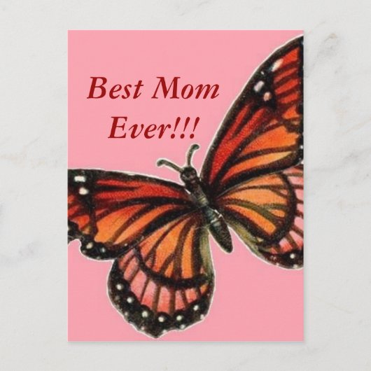 Butterfly op Pink Happy Moederdag!! Briefkaart (Voorkant)