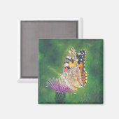 Butterfly op Thistle Fridge Magnet Magneet (Voorkant / Achterkant)