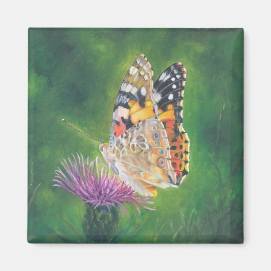 Butterfly op Thistle Fridge Magnet Magneet (Voorkant)