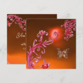 BUTTERFLY ORANJE AGATE helder roze, rood geel Kaart (Voorkant / Achterkant)