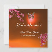 BUTTERFLY ORANJE AGATE helder roze, rood geel Kaart (Achterkant)