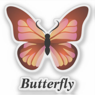 Butterfly Oranje roze zwart Sticker