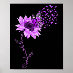 Butterfly Paars Ribbon Sunflower Overdose Awarene Poster