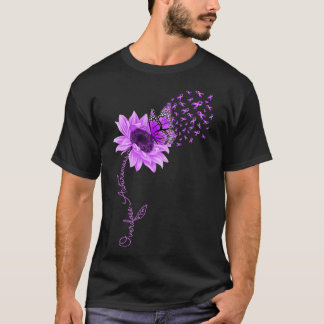 Butterfly Paars Ribbon Sunflower Overdose Awarene T-shirt