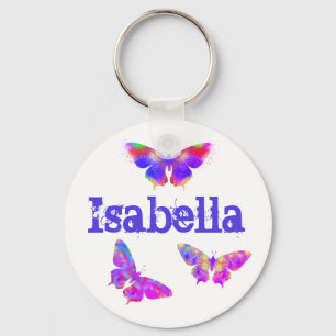 Butterfly Paars roze kleurrijk voor meisjes Naam t Sleutelhanger