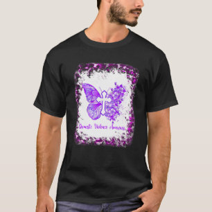 Butterfly Paarse Faith Support Fight Domestic viol T-shirt