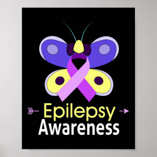 Butterfly Paarse Ribbon Epilepsie Bewustzijnsonder Poster