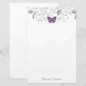 Butterfly Paarse Whimsy - Aangepaste schrijfbenodi Briefpapier (Voorkant / Achterkant)