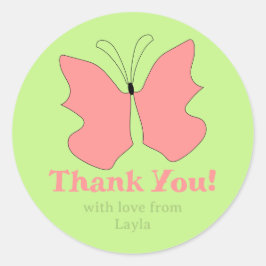Butterfly Party Bedankt Ronde Sticker