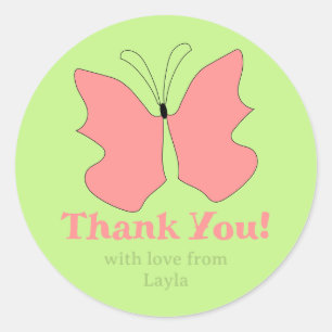 Butterfly Party Bedankt Ronde Sticker