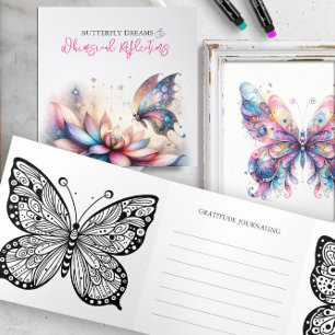 Butterfly Party Favor Kleuren en Journaling Drieluik Uitnodiging