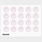 Butterfly Party Roze Bloemen Zomer Meisje Verjaard Ronde Sticker (Vel)