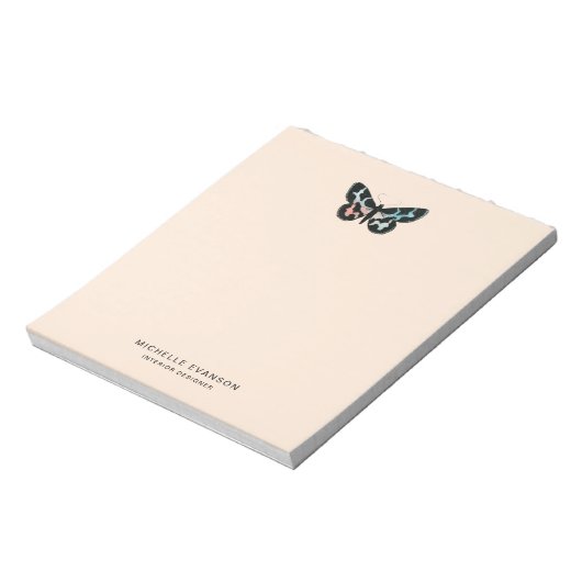 Butterfly Pastel Perzik Waterverf Logo Notitieblok (Gedraaid)