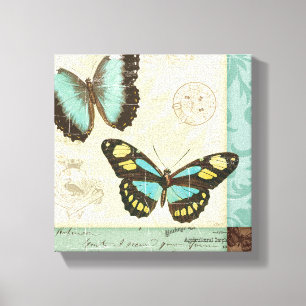 Butterfly-patchwork Canvas Afdruk