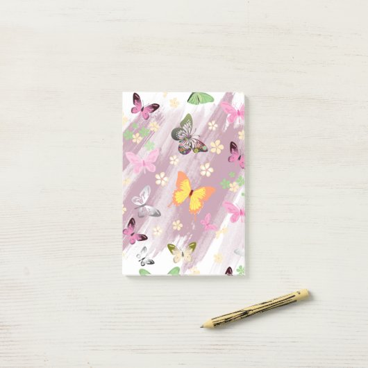 Butterfly Patroon 7 Post-it® Notes (Op bureau)