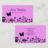 Butterfly Pattern, Patroon of Butterflies, Roze Visitekaartje (Voorkant / Achterkant)