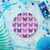 Butterfly Pattern Pinks Purples Mauges Lila Papieren Bordje (Feest)
