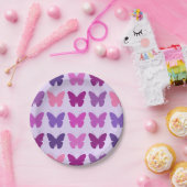 Butterfly Pattern Pinks Purples Mauges Lila Papieren Bordje (Feest)