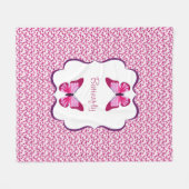 Butterfly Pattern  Roze Paars Fleece Deken (Voorkant (Horizontaal))