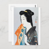 Butterfly patterned Kimono, Goyō Hashiguchi Briefkaart (Voorkant / Achterkant)