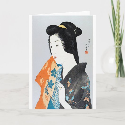 Butterfly patterned Kimono, Goyō Hashiguchi Kaart (Voorkant)