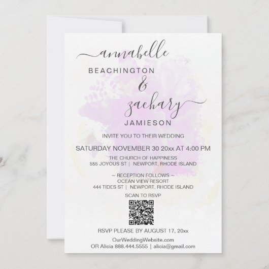 *~* Butterfly Peony Floral RSVP - QR AR3 Wedding Kaart (Achterkant)