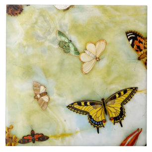 Butterfly Pietra Dura Tegeltje