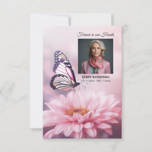 Butterfly Pink Daisy Flower Funeral PROGRAM Foto Bedankkaart