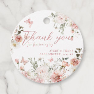 Butterfly Pink Floral Baby shower fladderen door Bedankjes Labels