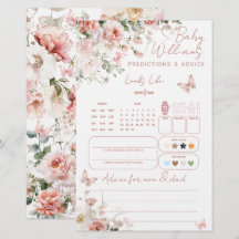 Butterfly Pink Floral Baby Voorspellingsspel