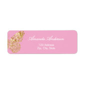 Butterfly pink gold retouradres etiket (Voorkant)