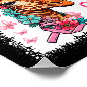 Butterfly Pink Ribbon Floral Borstkanker Awarene Poster (Hoek)