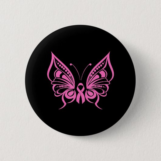 Butterfly Pink Ribbon Leuke borstkanker Ronde Button 5,7 Cm (Voorkant)